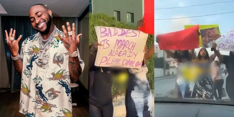 Fans storm Lagos street to protest Davido’s prolonged absence from social media