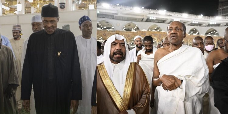 Trending photos of President Buhari going topless in Mecca