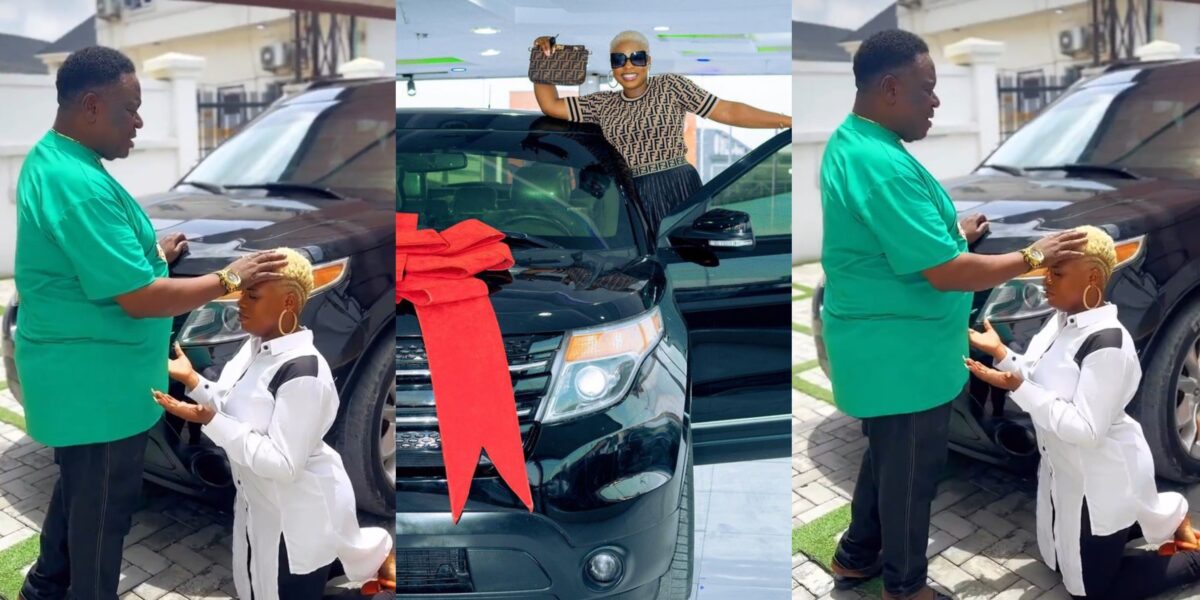 Actor Mr Ibu rain prayers on daughter, Jasmine as she buys brand new car 