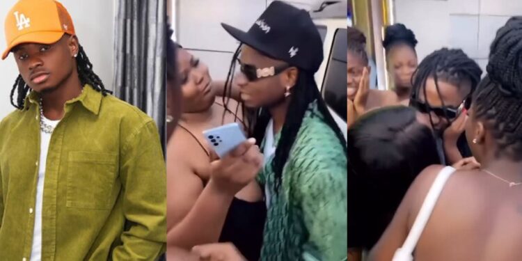 “Don’t kiss me oo” – Singer, Lil Kesh warns female fans desperate to hug him in a queue