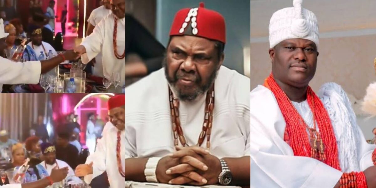 Furore on social media as legendary Nollywood actor Pete Edochie fails to bow for Ooni of Ife