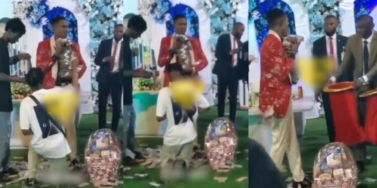 Moment suspected Yahoo boys made money rain on pastor