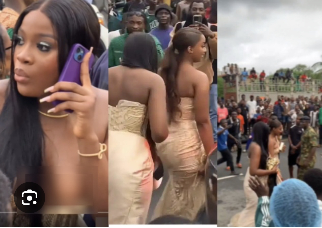 Video; How two ladies got bounced, embarrassed for indecent dressing at Davido’s wedding