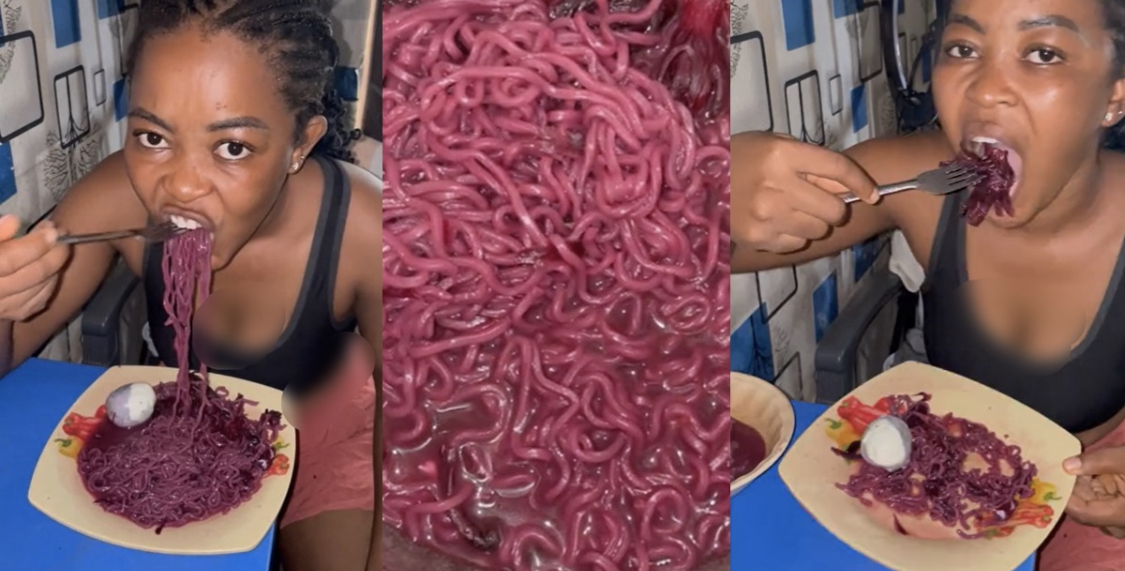 Many shocks as Nigerian lady cooks ‘zobo’ noodles