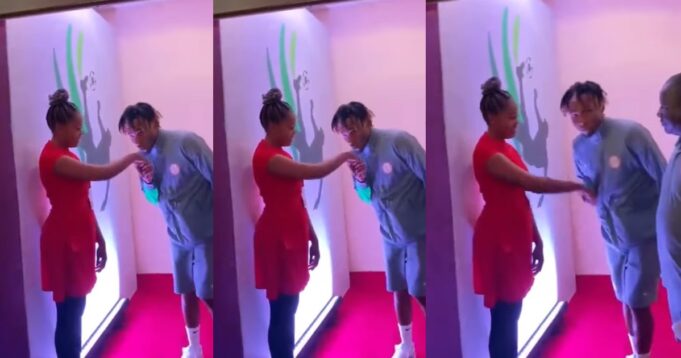 Super Eagles star, Samuel Chukwueze turns lover boy, kisses female usher at an event