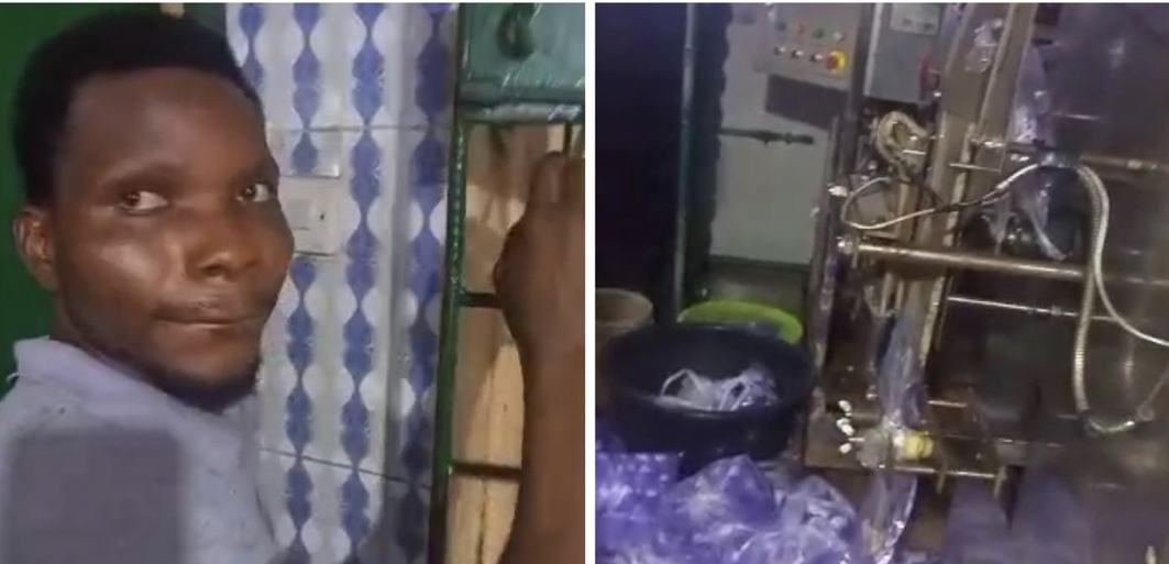 Man allegedly snubs NAFDAC, produces bottle, sachets water in Lagos (Watch Video)