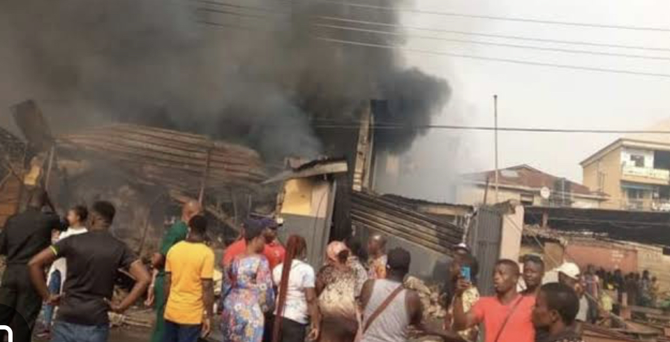 Fire guts 7-story building in Lagos