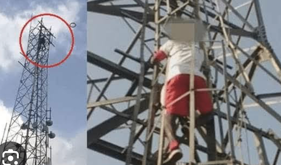 Video: Man climbs mast to commit suicide in Abuja