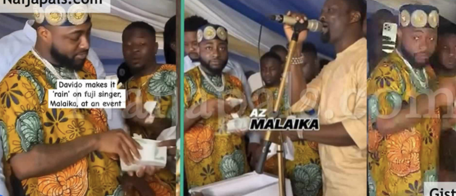 Davido avoids EFCC while spraying Fuji maestro, Malaika in Osun (Watch Video)