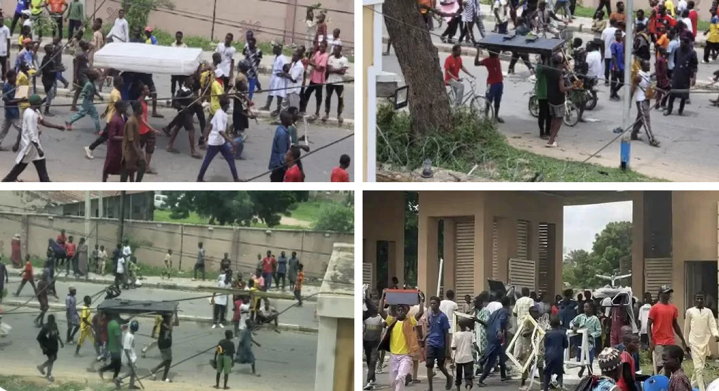 (Watch Video) Suspected hoodlums join Protest, destroys government properties, loot food items