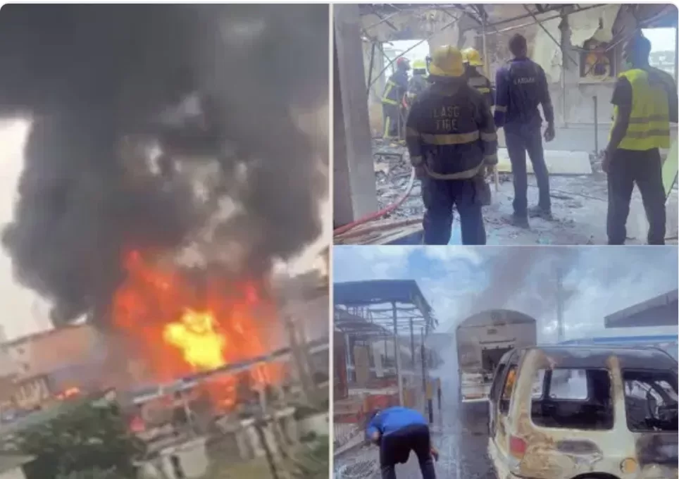 How 2 persons, 7 vehicles get burnt during Mobile’s fuel station outbreak in Ikeja (Watch Video)