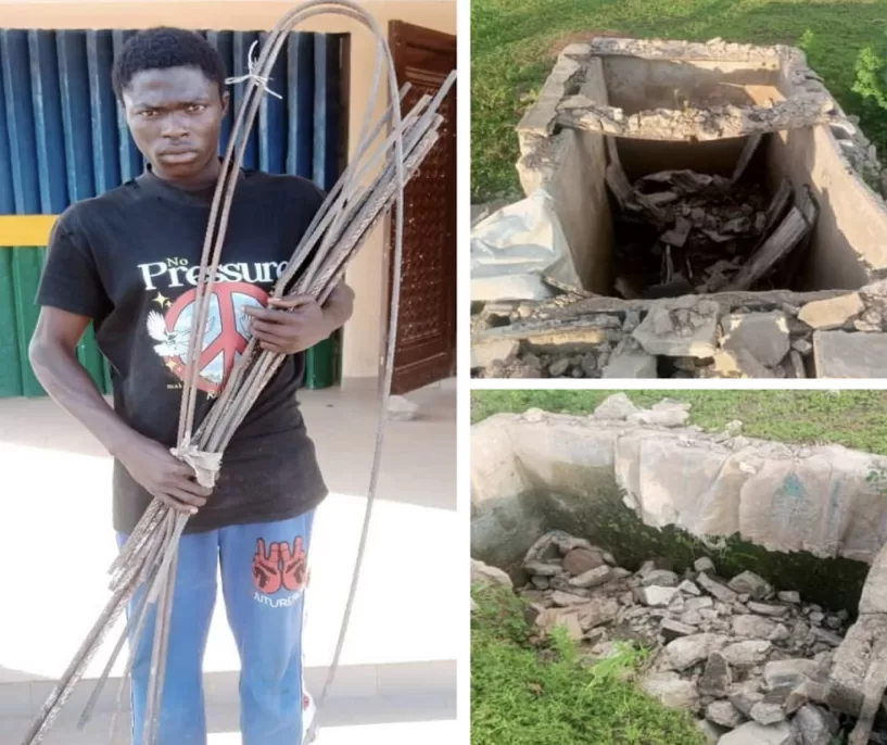 Police arrest scavenger for destroying graves and stealing iron rods