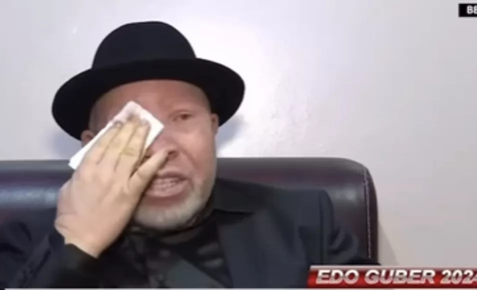 PDP chieftain cries on national TV following his party’s defeat in Edo gubernatorial election (watch video)