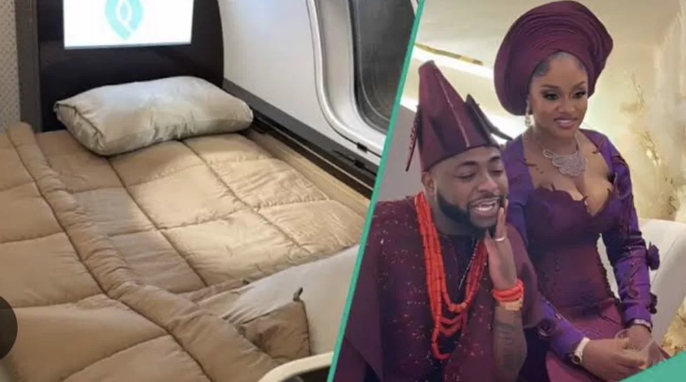 Davido shows off N120Bn private jet, exposes bed he sleeps with wife, Chioma (Watch Video)