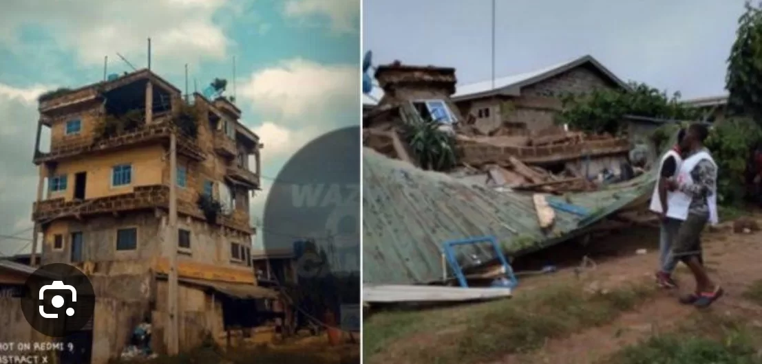 UNIBEN Students Trapped As Three-Storey Building Collapses During Heavy Rainfall (Watch Video)