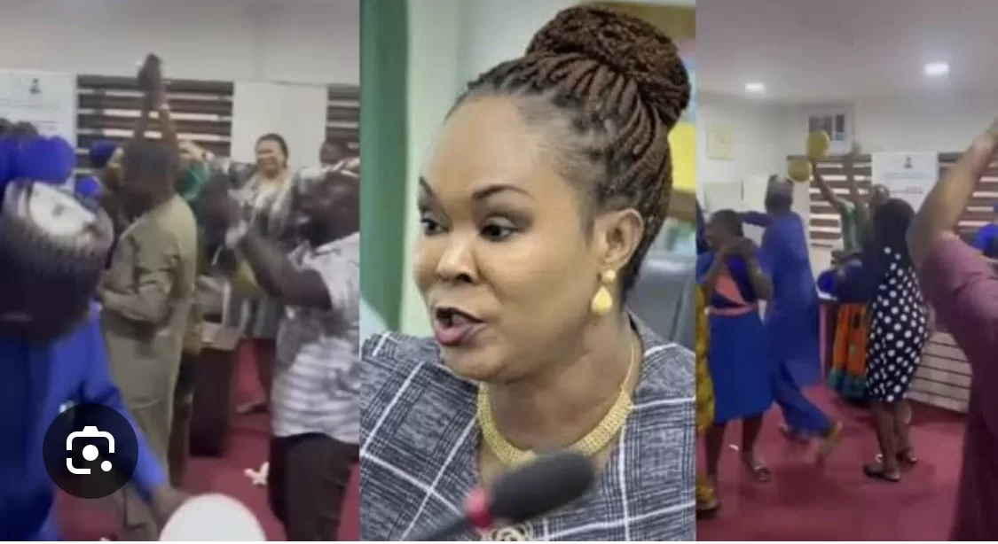 VIDEO: Jubilation In Ministry Of Women Affairs After Tinubu Sacks Uju Kennedy As Minister