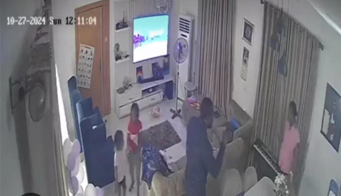 Nigerian Lawyer Caught On Camera Assaulting His Wife In Front of Kids (Watch Video)