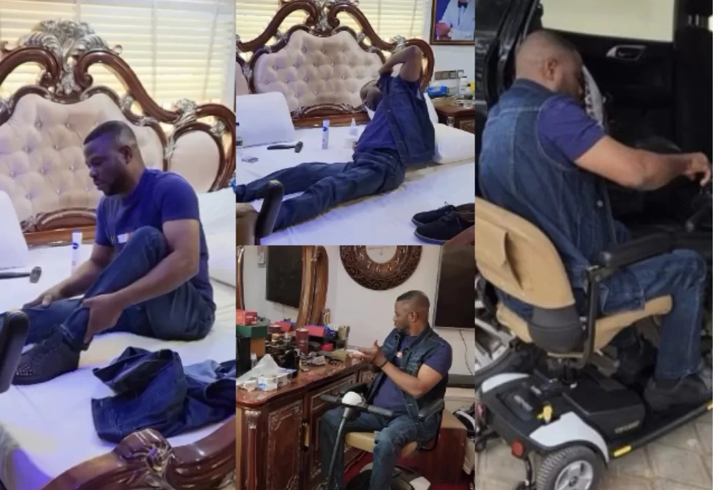 Singer, Yinka Aiyefele sighted on camera struggling from bed to wheelchair (Watch video)