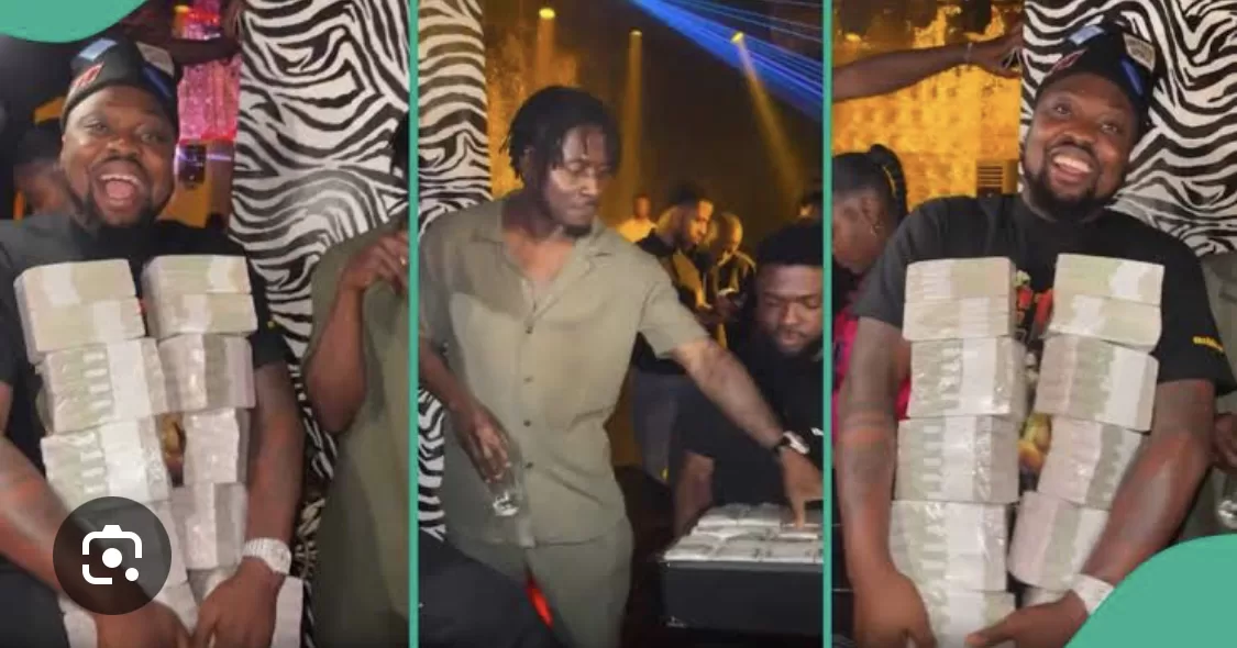 Ex Super Eagles Striker, Obafemi Martins Spotted Dashing Out Bundle Of Cash In Lagos Club House  (Watch Video)