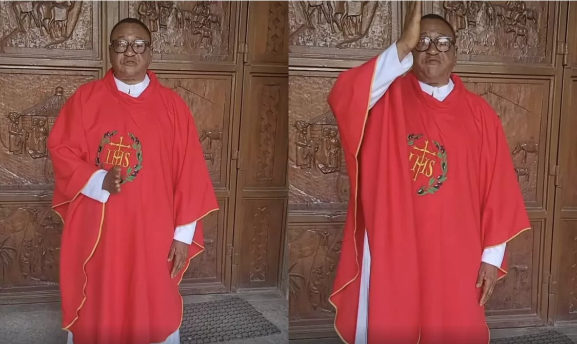 Veteran actor, Jide Kosoko quarried after going spiritual in Catholic robe