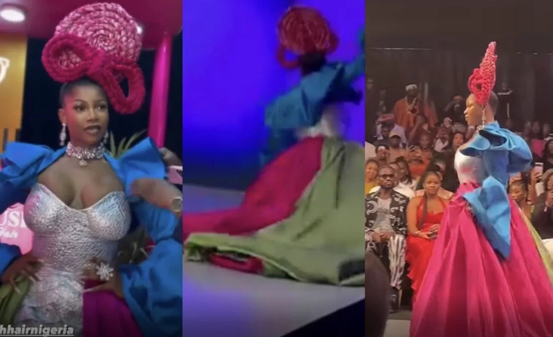 Ex BBNAIJA Star, Tacha Mocked After Falling On Podium During Fashion Show (Watch Video)