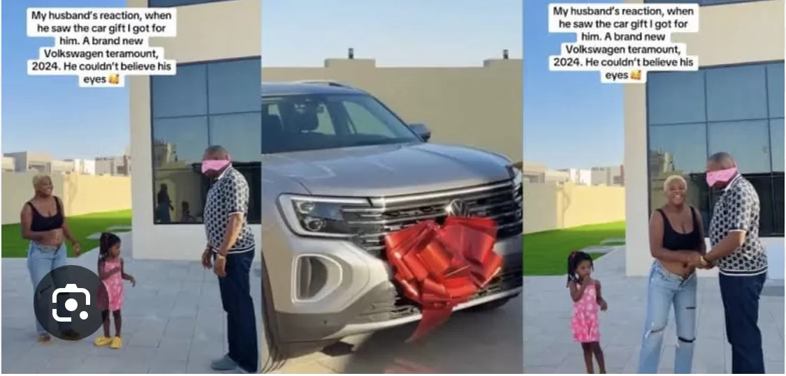 Reactions As Nigerian Woman Surprises Husband With Luxury Car Worth N58M For Being A Great Husband (Watch Video)