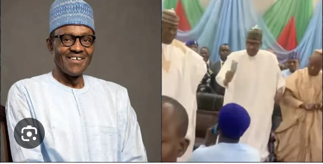 Outrage As Ex-President Buhari Gifts Bundle Of Dollar To Singer In Katsina (Watch Video)