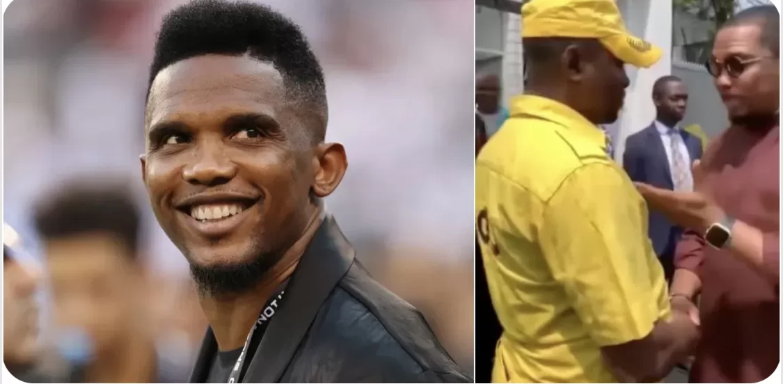 D.E.S.T.I.N.Y!!! Soccer Star Samuel Eto’o Stumbles On Former Teammate Who Now Works As Security Guard (Watch Video)