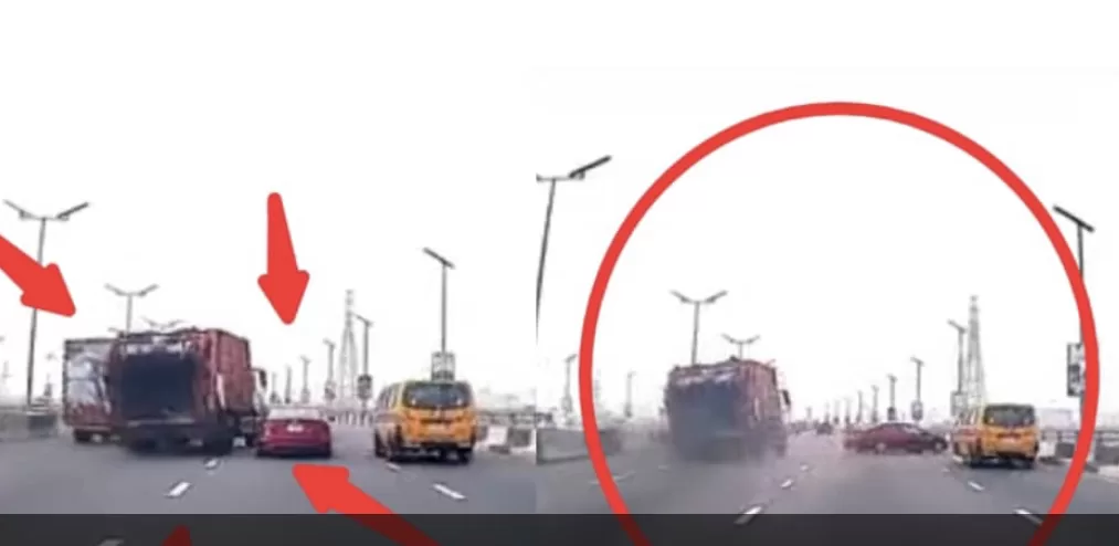 Video captures accident with trailer on third mainland bridge (Watch video)