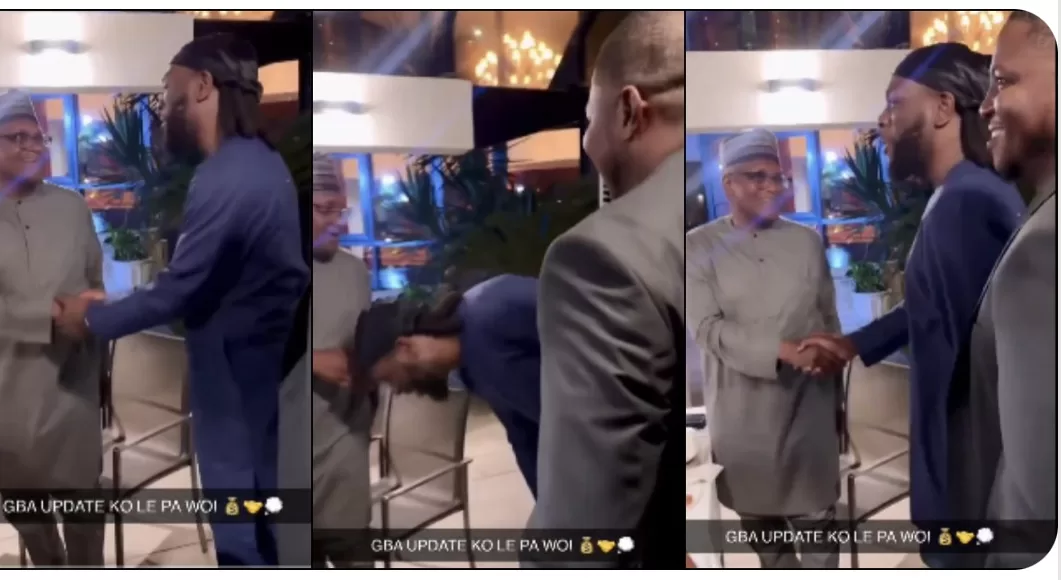 Nigerians React As Burna Boy Prostrate To Greet Dangote (Watch Video)