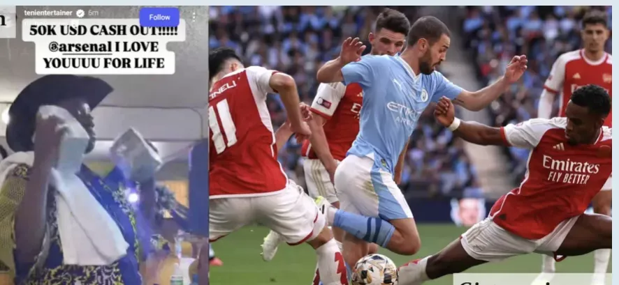 Singer, Teni Wins Eye Popping Amount After Betting On Arsenal’s 5-1 Victory Over Man City